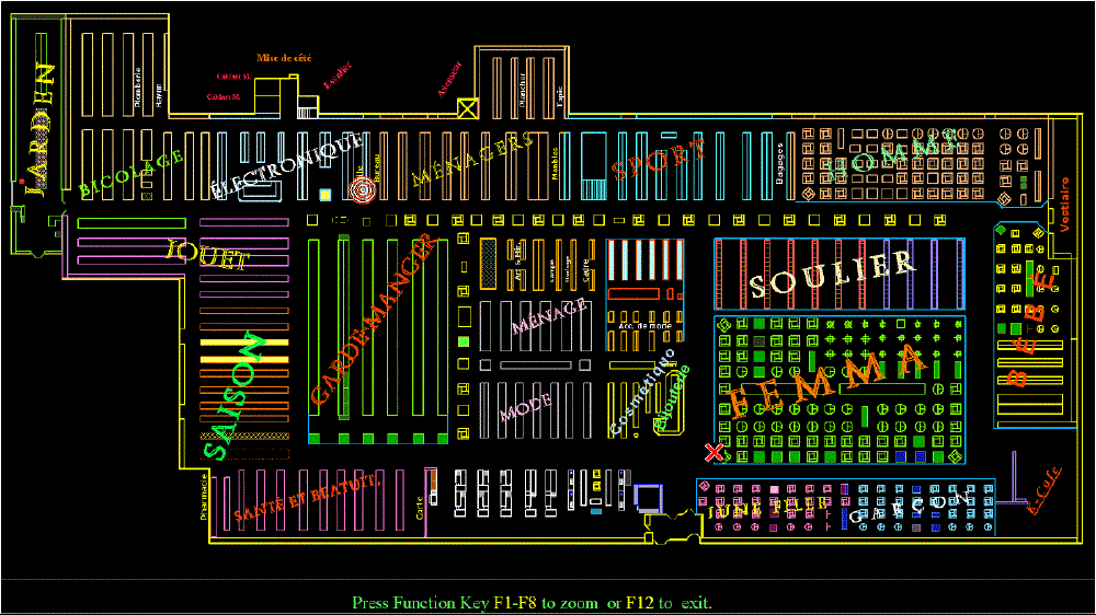 A map of a store 